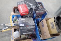 Lot of Paint Trays, Handle Extensions, Brother Printer, Auger Bits, Caulking Guns, etc.