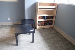 Lot of Bookcase, 2 End Tables and Asst. Books.