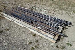 Lot of Wooden Rack w/ Asst. Galvanized Flashing, Steel Pipe and I-Beam- BLUE PAINT.