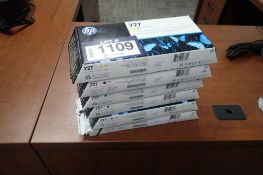 Lot of HP DesignJet 727 Ink Cartridges inc. 1 Yellow, 1 Blue, 1 Magenta, 1 Grey and 2 Matte Black.