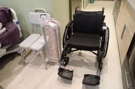 Lot of NightHawk Adjustable Back Wheel Chair, Shower Chair and 2 Grab Bars.