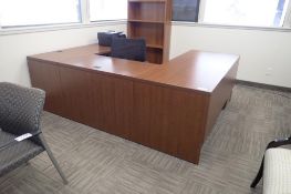 U-Shaped Desk w/ 2-Drawer Lateral File Cabinet and Mobile Pedestal.