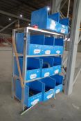 Metal Shelving Unit w/ Bins and Contents.