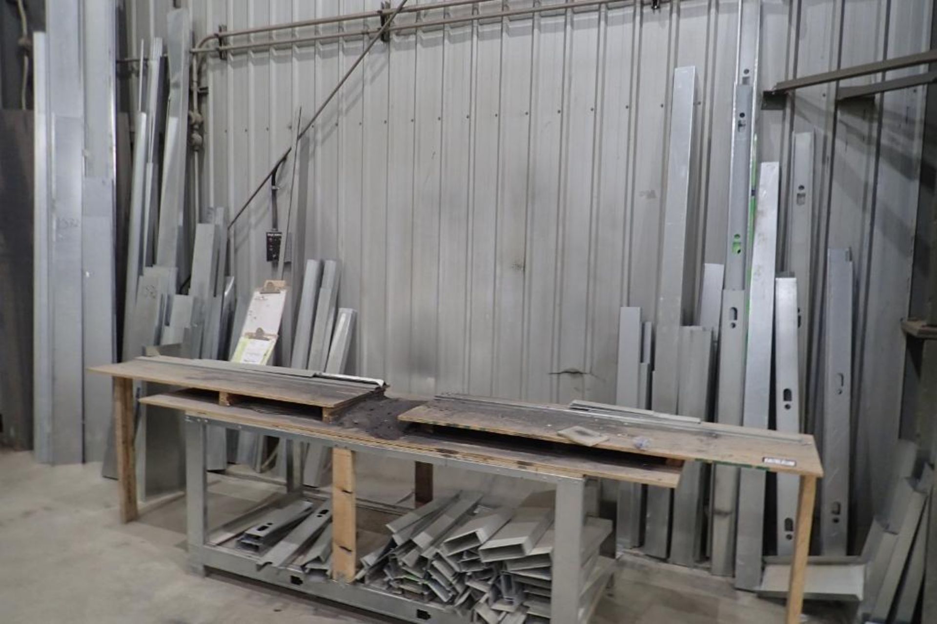 Lot of 2 Metal Shop Benches, Asst. Galvanized Flashing and Stud Cut-offs. - Image 4 of 4