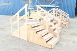 Lot of 2 Wooden Access Stairs w/ Handrails.