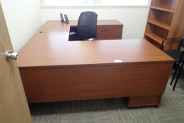 U-Shaped Desk w/ 2-Drawer Lateral File Cabinet and Mobile Pedestal.