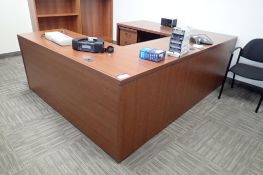 U-Shaped Desk w/ 2-Drawer Lateral File Cabinet and Mobile Pedestal.