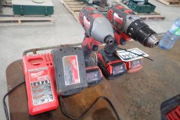 Lot of Milwaukee 1/4" Hex Impact Driver, Milwaukee 1/2" Drill, Charger and 4 Batteries.