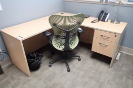 L-Shaped Single Pedestal Desk.