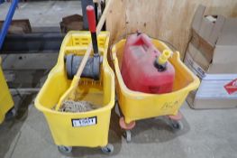 Lot of 2 Mop Buckets, Mop and Gerry Can.