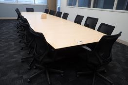 20' Boardroom Table w/ AV Console and 18 Task Chairs.