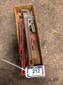 Lot of (3) 14" Ridgid Pipe Wrenches and (1) 18" Ridgid Pipe Wrench