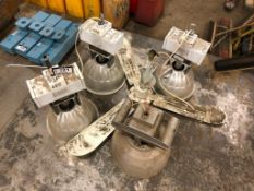 Lot of (4 Asst. Warehouse Light and (1) Ceiling Fan