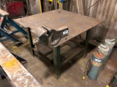 48" X 48" Steel Shop-Built Table w/ Record No.6 Bench Vise