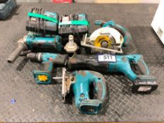 Lot of Makita Cordless LXT Set including Reciprocating Saw, Drill, Jig Saw, Circular Saw, Angle Grin