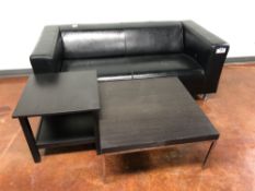 Leather Loveseat w/ Coffee Table and Side Table