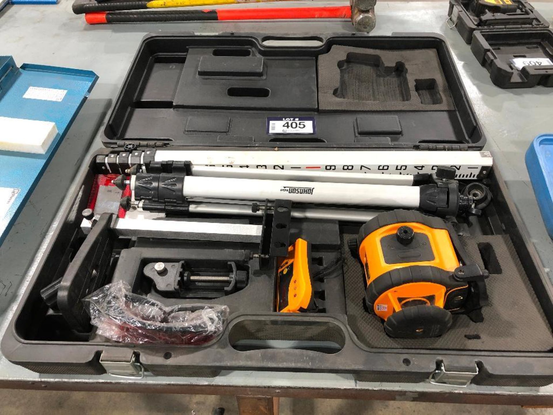 Johnson Surveying Kit w/ Tripod, Measuring Stick, Lasers, etc.