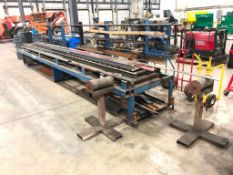 20' Steel Outfeed Roller Table/ Rack w/ (2) Roller Pipe Stands