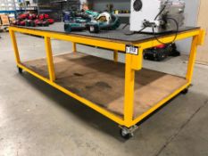 8' X 4' Shop-Built Steel Welding Table on Casters w/ 5" Gray Tools Bench Vise