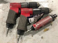 Lot of (2) Chicago Pneumatic Drills and (1) Chicago Pneumatic Die Grinder