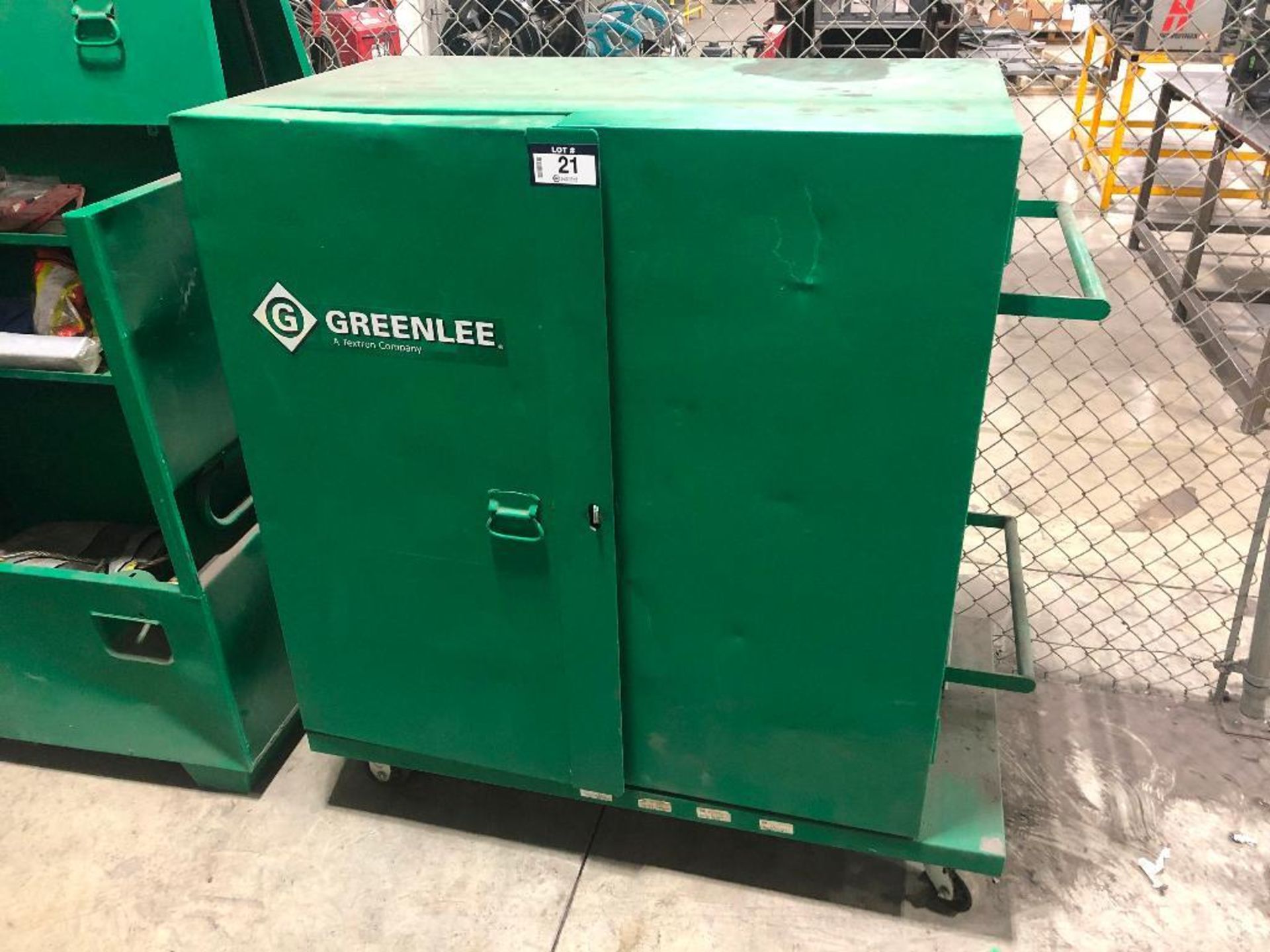 Greenlee Mesh Utility Cabinet w/ Asst. Contents including Hard Hats, First Aid Kit, etc.