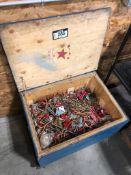 Shop Built Wooden Chest w/ Asst. Contents including Copper, Aluminum, etc.