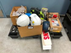 Pallet of Asst. Safety Supplies including Respirators, Respirator P100 Filters, Hard Hats, Fall Limi