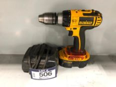 Lot of (1) DeWalt Cordless Drill w/ (1) Battery, (1) Charger