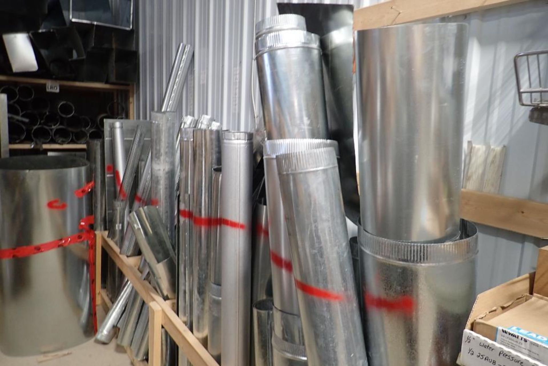 Contents of Pallet Racking inc. Ducting, Raw Tin, Furnace Fittings, etc. - Image 12 of 13
