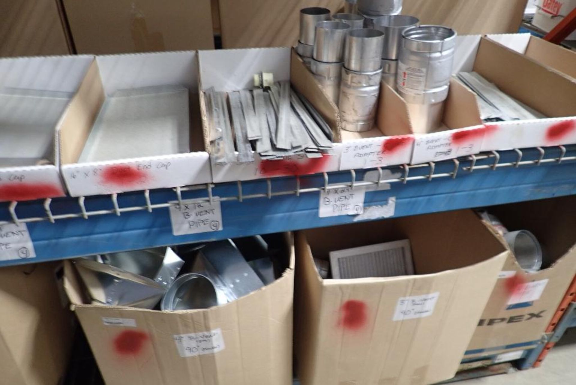 Contents of Pallet Racking inc. Ducting, Raw Tin, Furnace Fittings, etc. - Image 10 of 13