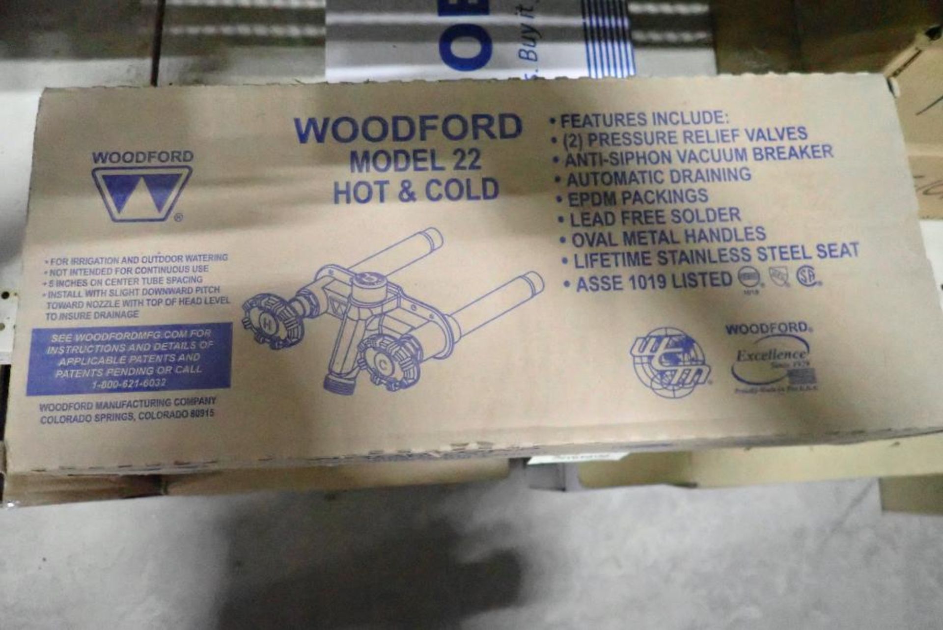 Woodford Model 22 Hot & Cold Freezeless Wall Faucet.