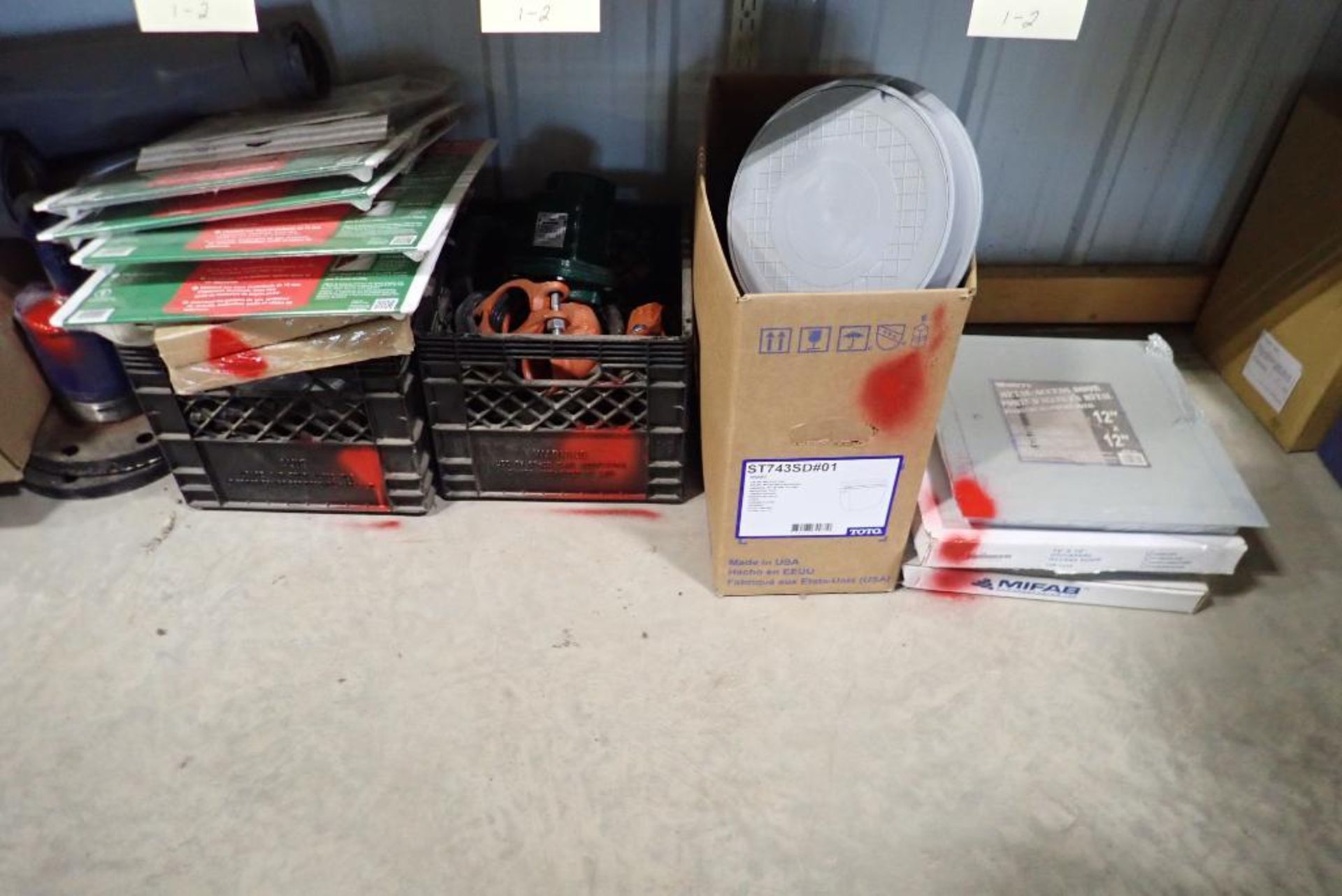 Lot of Approx. 30 Boxes Asst. Plumbing Parts- RED PAINT. - Image 2 of 4