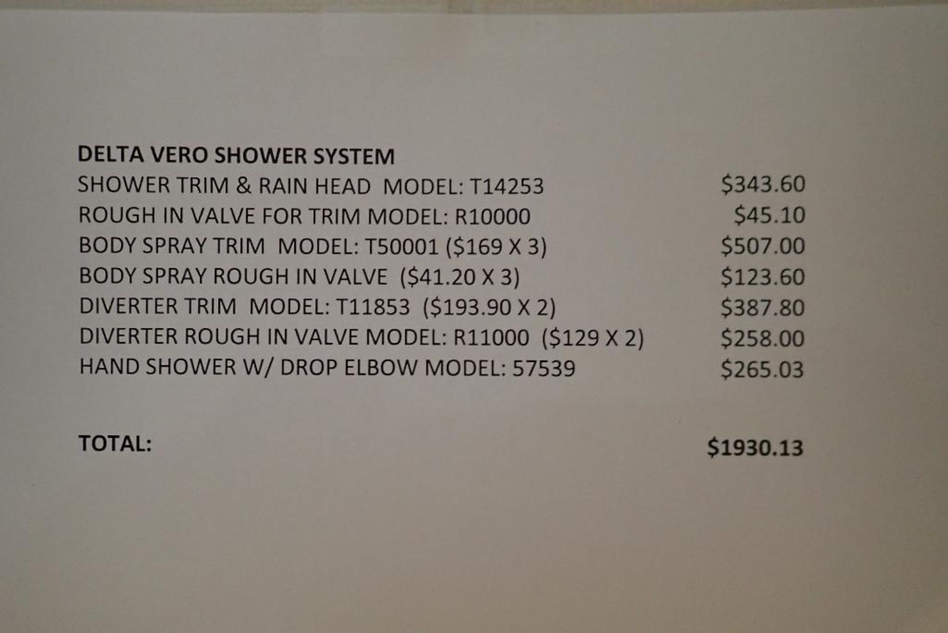 Delta Vero 10-Pc Shower System w/ Rain Head, Spray Head, Hand Shower w/ Drop Elbow, Diverters and Fa - Image 5 of 5