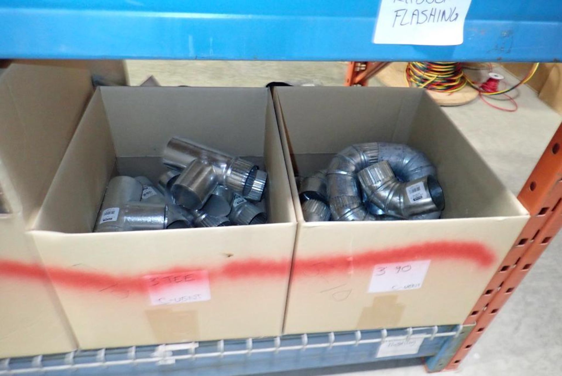 Contents of Pallet Racking inc. Ducting, Raw Tin, Furnace Fittings, etc. - Image 8 of 13