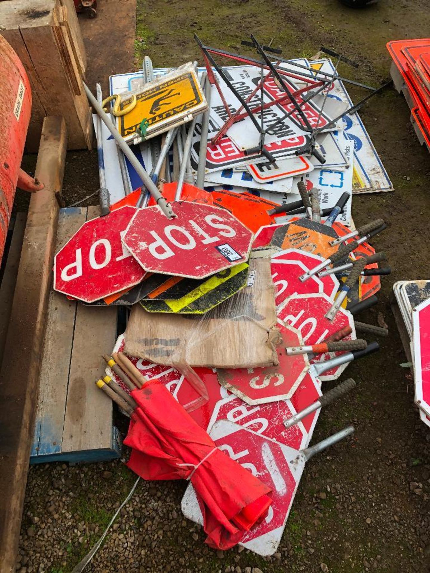 Lot of Asst. Road Construction Stop Signs, Construction Area Signs, Caution Open Hole Signs, etc. - Image 2 of 2