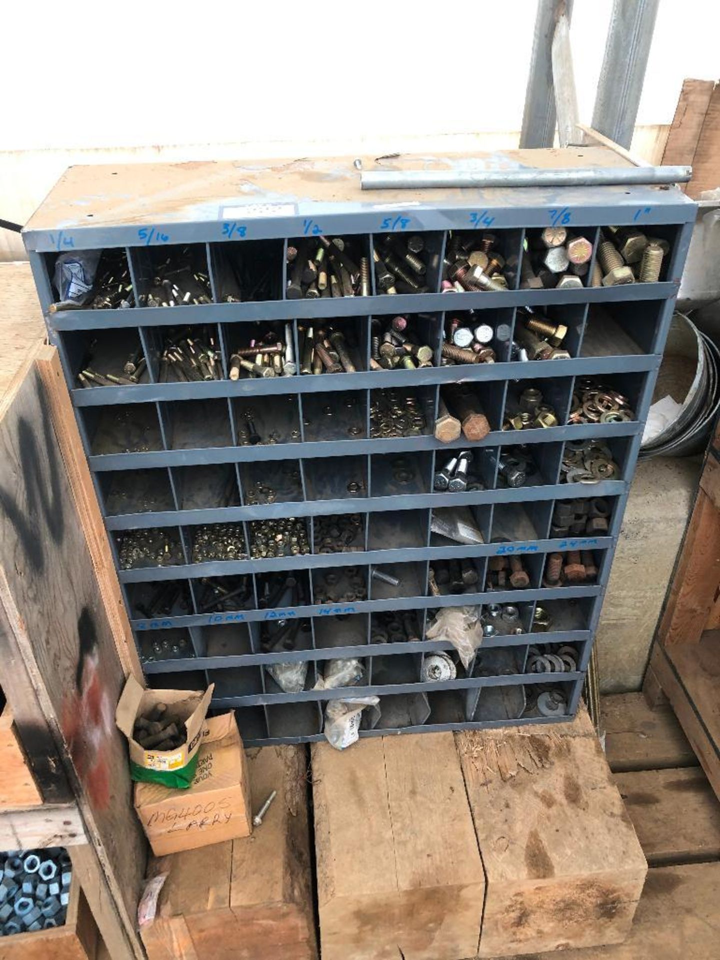 72-Compartment Parts Bin w/ Asst. Contents including Bolts, Washers, Nuts, etc.