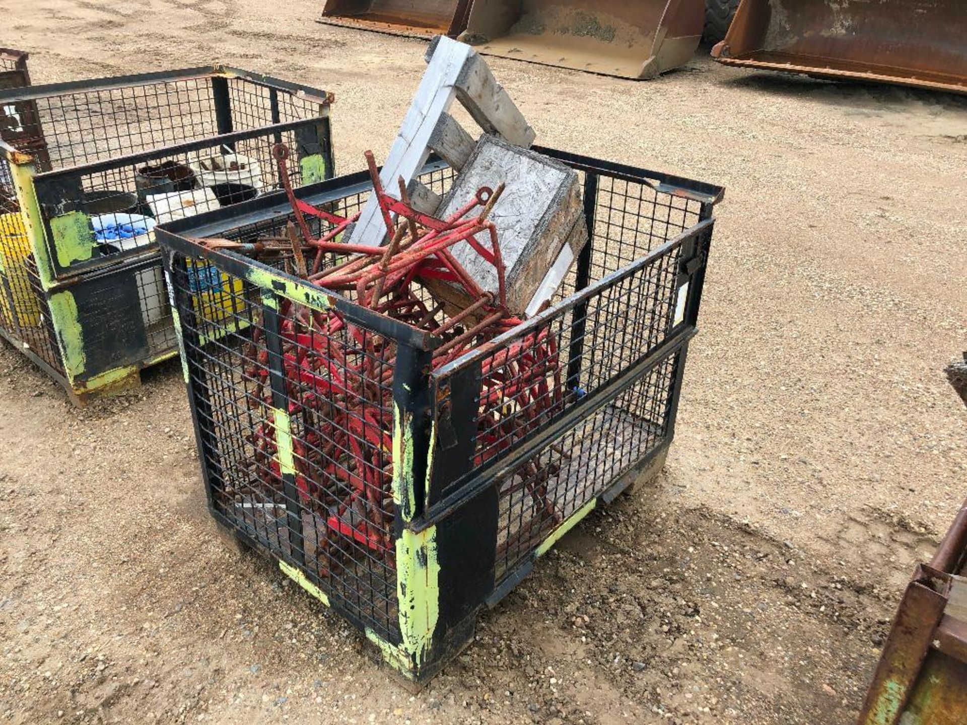 Lot of Metal Crate w/ Asst. Meatl Stakes, etc. - Image 2 of 2