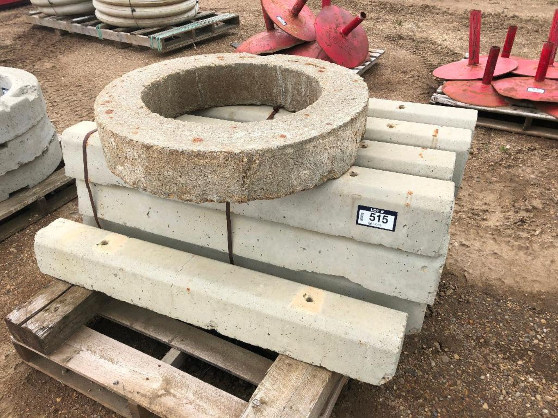 Pallet of Cement Parking Blocks and (1) 21" X 5.5" Cement Ring