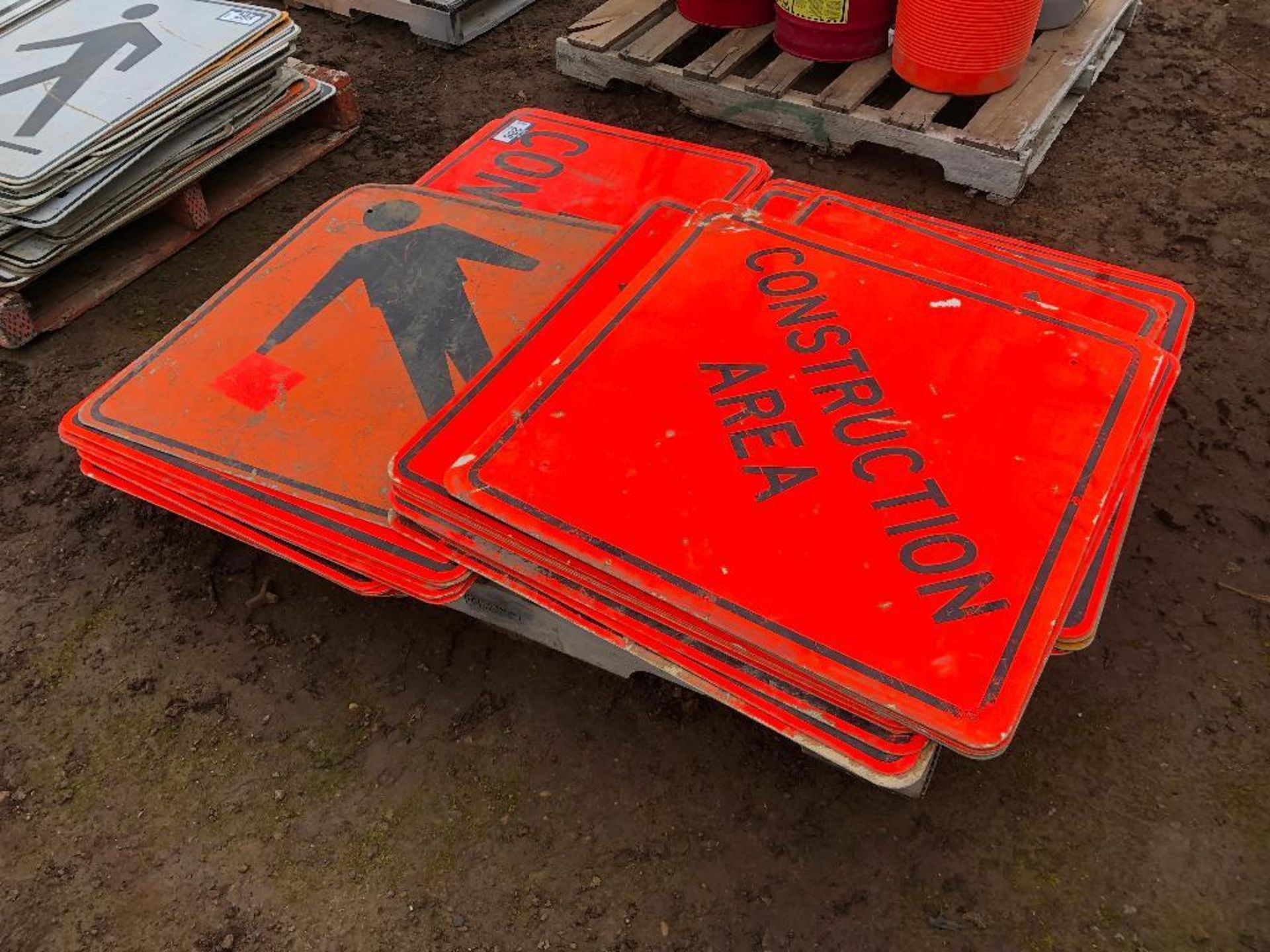 Pallet of Asst. Construction Signs including Construction Area, Construction Workers Present, etc. - Image 3 of 4