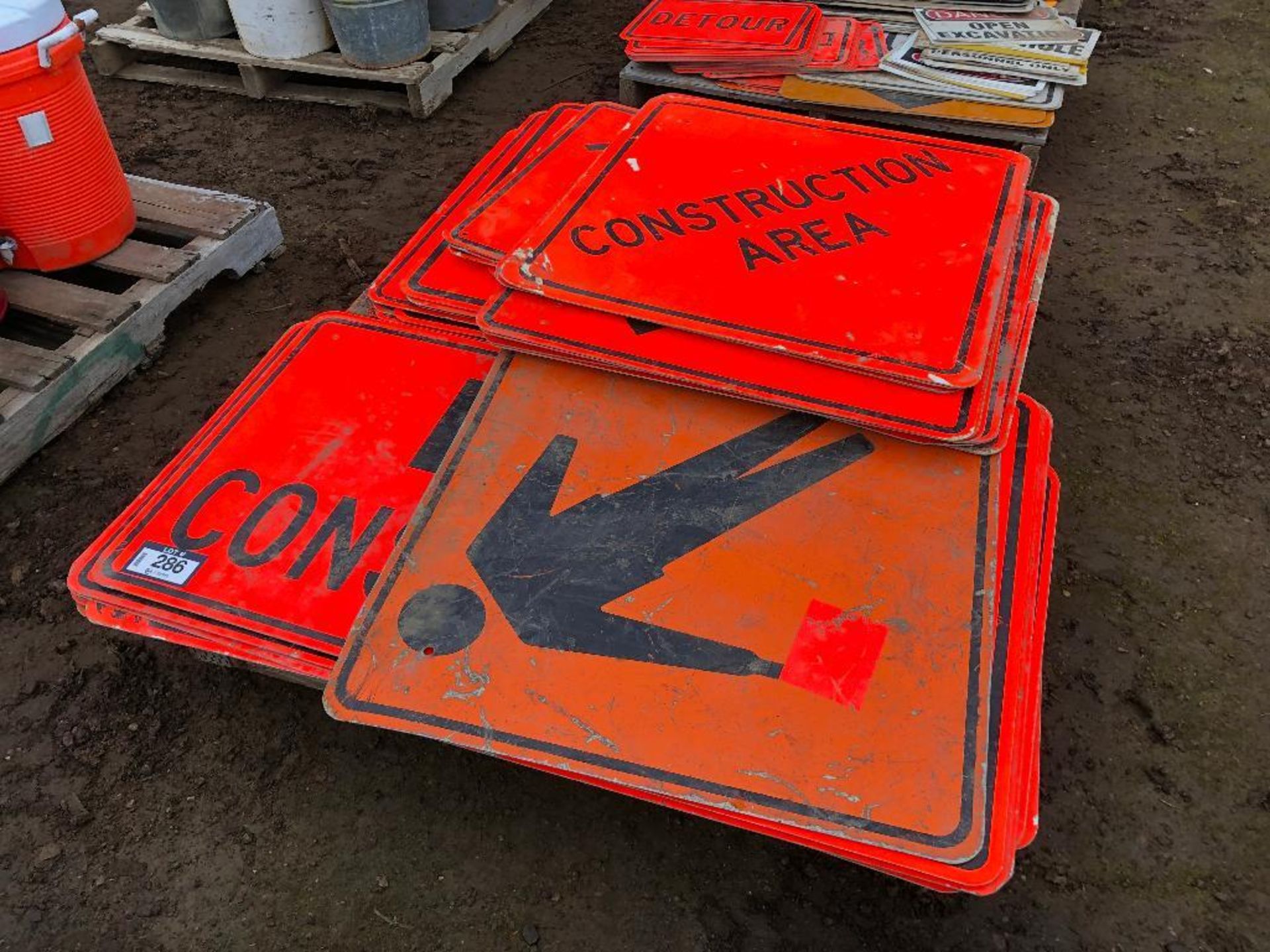 Pallet of Asst. Construction Signs including Construction Area, Construction Workers Present, etc. - Image 4 of 4