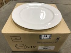 11-7/8" WHITE PORCELAIN PLATES, ARCOROC "INFINITY" R1001 - LOT OF 12 - NEW