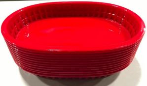 10" OVAL PLASTIC FOOD RED BASKETS, BROWNE 496FR - LOT OF 12