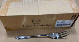 CHEF & SOMMELIER T5412 KYA 7 3/8" 18/10 STAINLESS STEEL EXTRA HEAVY WEIGHT FISH FORK - CASE OF 36 NE