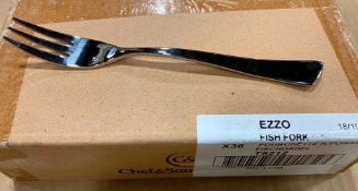 7-1/4" FISH FORKS, 18/10, EXTRA HEAVY WEIGHT CHEF & SOMMELIER T5212 - CASE OF 36 - NEW