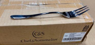 CHEF & SOMMELIER T5412 KYA 7 3/8" 18/10 STAINLESS STEEL EXTRA HEAVY WEIGHT FISH FORK - CASE OF 36 NE
