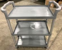 3 TIER TROLLEY CART, GREY, 16-1/8"X32-7/8"X37-7/8"H, 120-T1632 - NEW