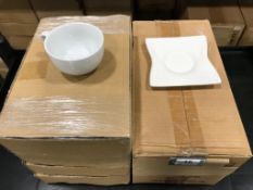 NEW - CASE OF 70Z WHITE CERAMIC CUPS WITH SAUCERS - LOT OF (24 CUPS & 24 SAUCERS)