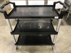 3-TIER TROLLEY CART, BLACK, 19-3/4"X42-1/2"X37-7/8"H, 120-T2042 - NEW