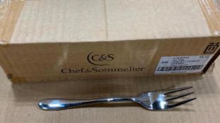 CHEF & SOMMELIER T5412 KYA 7 3/8" 18/10 STAINLESS STEEL EXTRA HEAVY WEIGHT FISH FORK - CASE OF 36 NE