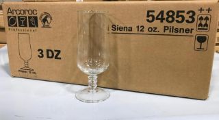 12OZ/355ML SIENA PILSNER GLASSES, ARCOROC 54853 - 36 PER CASE - NEW